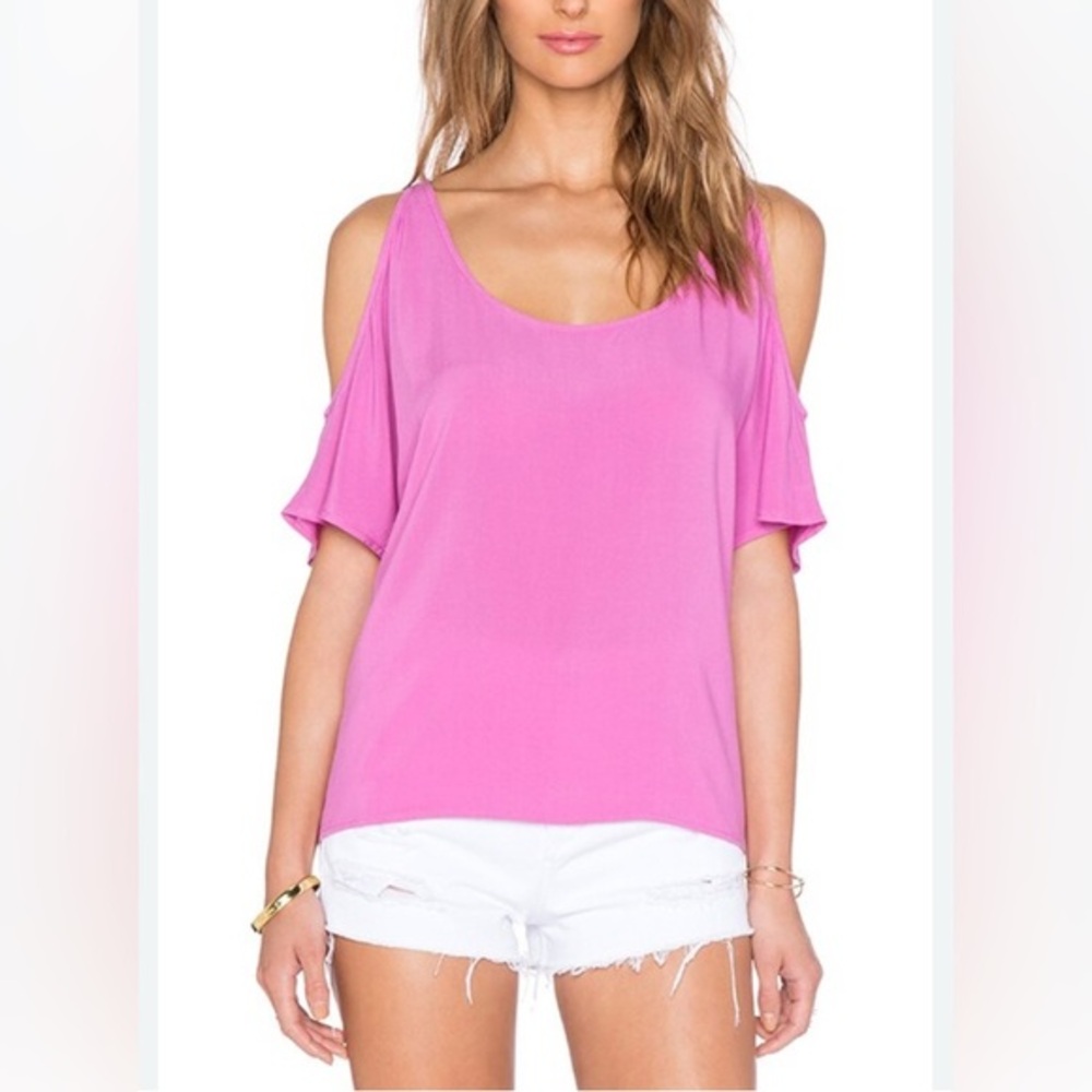 C&C California Cold-Shoulder Top – Pink, Size Small, Flowy & Feminine